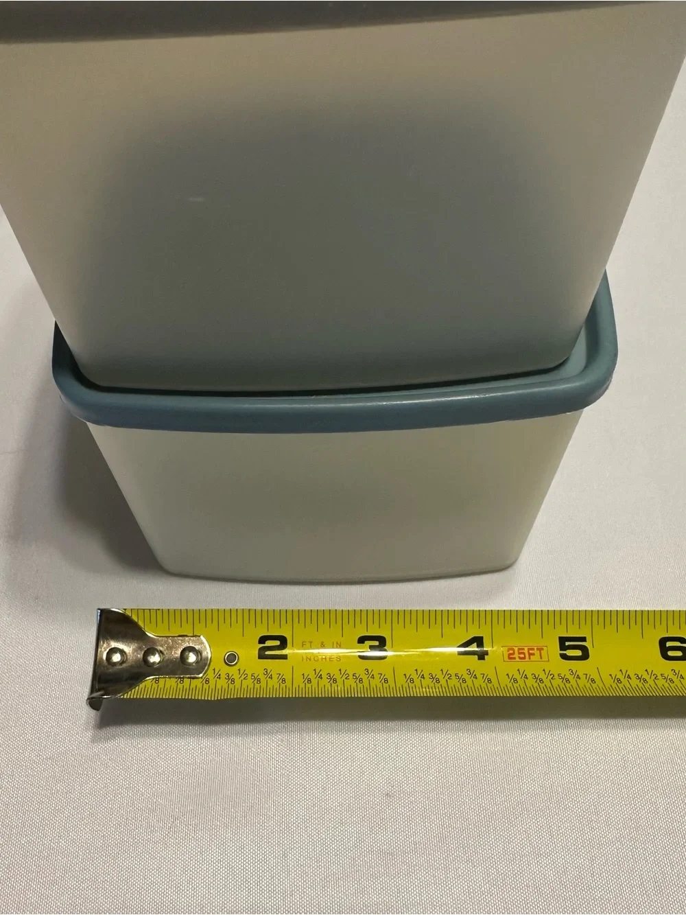 Vintage Tupperware set of 2 containers one with silver lid and one with blue